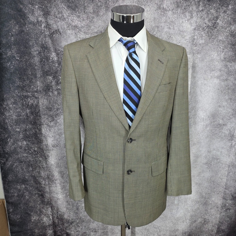 Hart Schaffner Marx Gold Trumpeter Blazer Men 40 Jacket Sport Coat Houndstooth